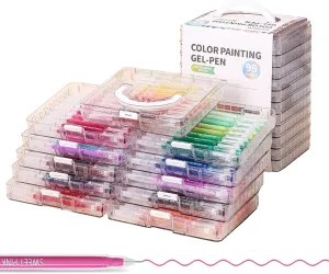 0.6mm Needle Tip Gel Pens with storage box, 99 Color Pen Set for Making Cards, Gel Marker for Adult Coloring Books, Journaling Crafting Doodling Drawing, School Craft Supplies