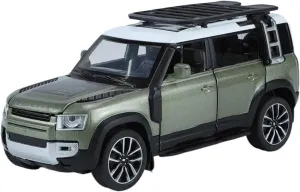1 32 for Range Rover Defender SUV Alloy Car Model Diecast Metal Toy Off-Road Vehicles Model Sound and Light Car Gift Classic Cars Collectible(Green)