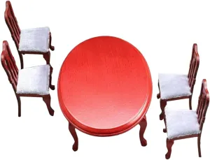 1 Set European Style Miniature Dollhouse Dining Furniture Set Wood Table and Chairs for Play Decorative Dollhouse Accessories Great Wood Material Versatile Use