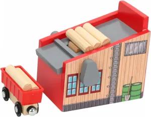 1 Set Loading Machine Wooden Blocks Kit Scene Accessories Wooden Railway Toy Logging Camp Blocks Train Kit Lumber Blocks Kid Toy Red Child Small Train Timber