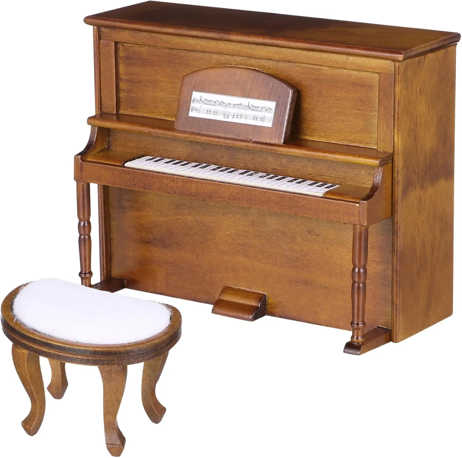 1 Set Miniature Dollhouse Upright Piano and Stool Decorative Model for Mini House Accessories for Enhancing Home Scenes and Adding Realism to Doll Furniture