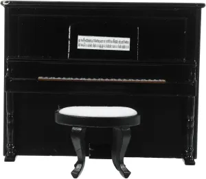 1 Set Miniature House Piano and Stool Decorative Dollhouse Furniture Upright Piano Model with Stool for Mini Decor for Enhancing Cozy Atmosphere