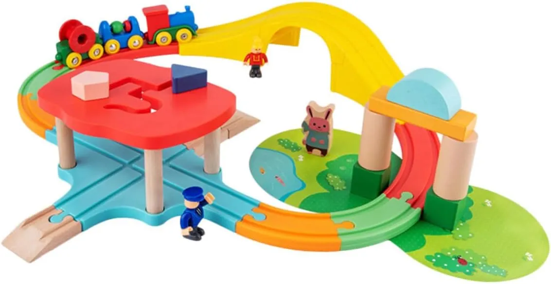1 Set Train Track Fun Railway for Scene Game Prop Promotes Imagination and Parent Interaction Enhances Manual Skills and Coordination