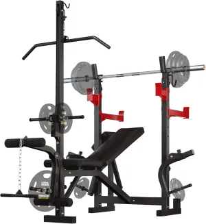 10 in 1 Olympic Weight Bench Set, 1000 LBS Heavy Duty Multi-Function Bench Press Set with with LAT Pulldown System And Decline Press, Full-Body Strength Training Equipment For Home Gym