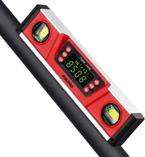 10-Inch Digital Torpedo Level and Protractor IP54 Protected Electronic Bubble Inclinometer, Angle Finder, Gauge w/Large VA Display & V-Groove Base DL135N