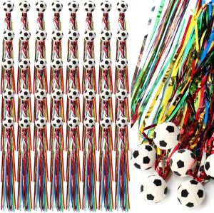 100 Pcs Soccer Comet Balls Bouncy Balls with Colorful Streamers 30 mm Sport Rubber Bounce Ball Bulk for Soccer Party Favor Goodie Bag Stuffers Classroom Prize Birthday Gift