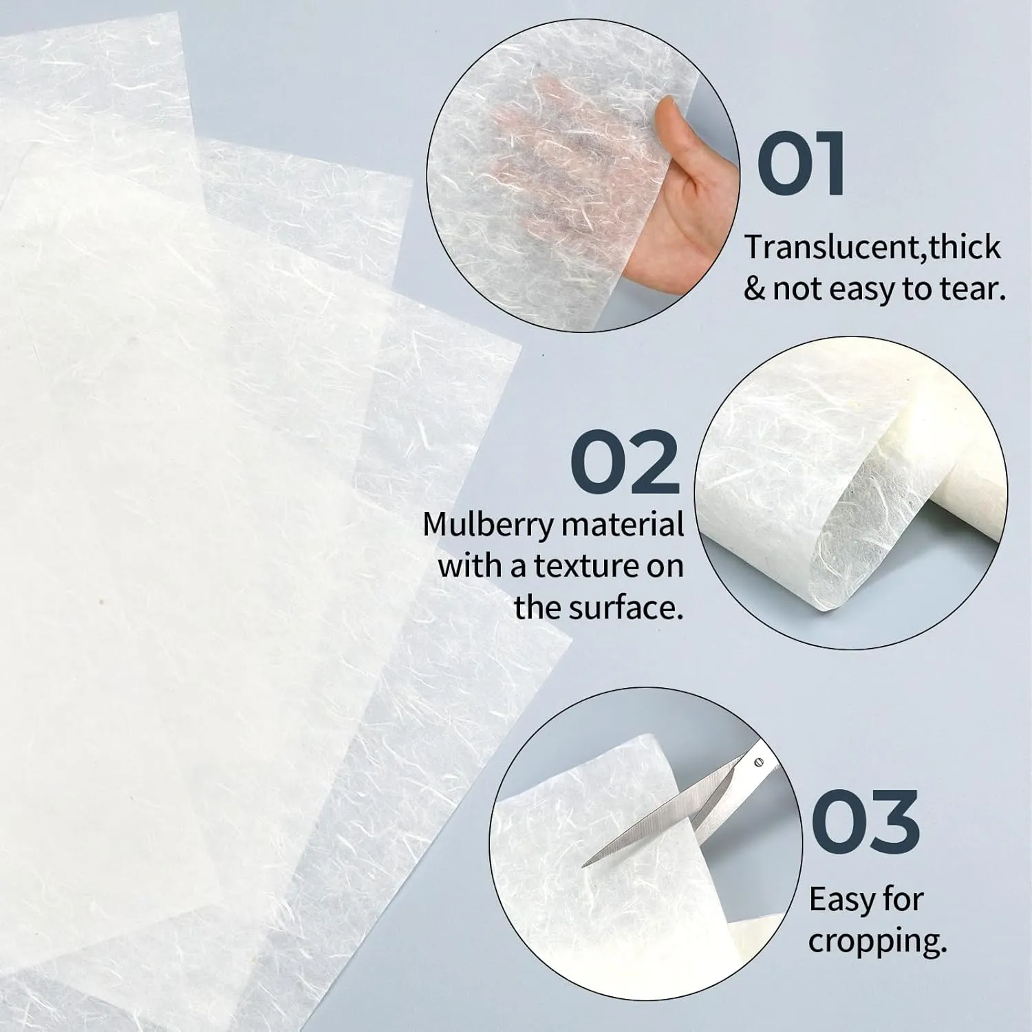 100 Sheets FIVEIZERO A4 Mulberry Paper Sheets Natural Fiber Rice Paper,8.3 x 11.7in Natural Decoupage Tissue Paper For Writing Painting, Decorative Paper, Card Making Paper DIY Craft