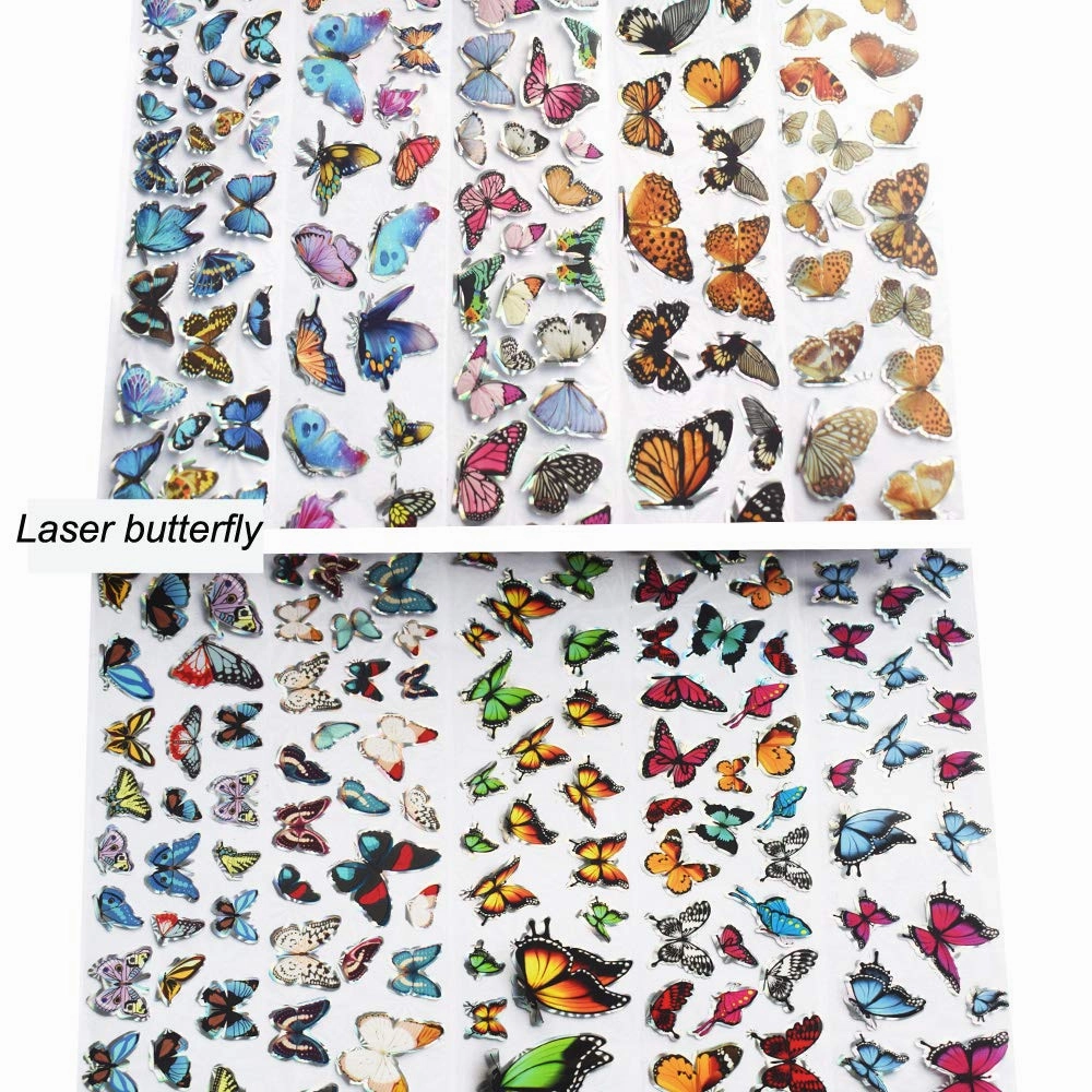 10 Rolls Laser Butterfly Nail Foil Set 50M×4CM 3D Holographic Sticker Foil Colorful Transfer Polishing Nail Sliders Decals Paper
