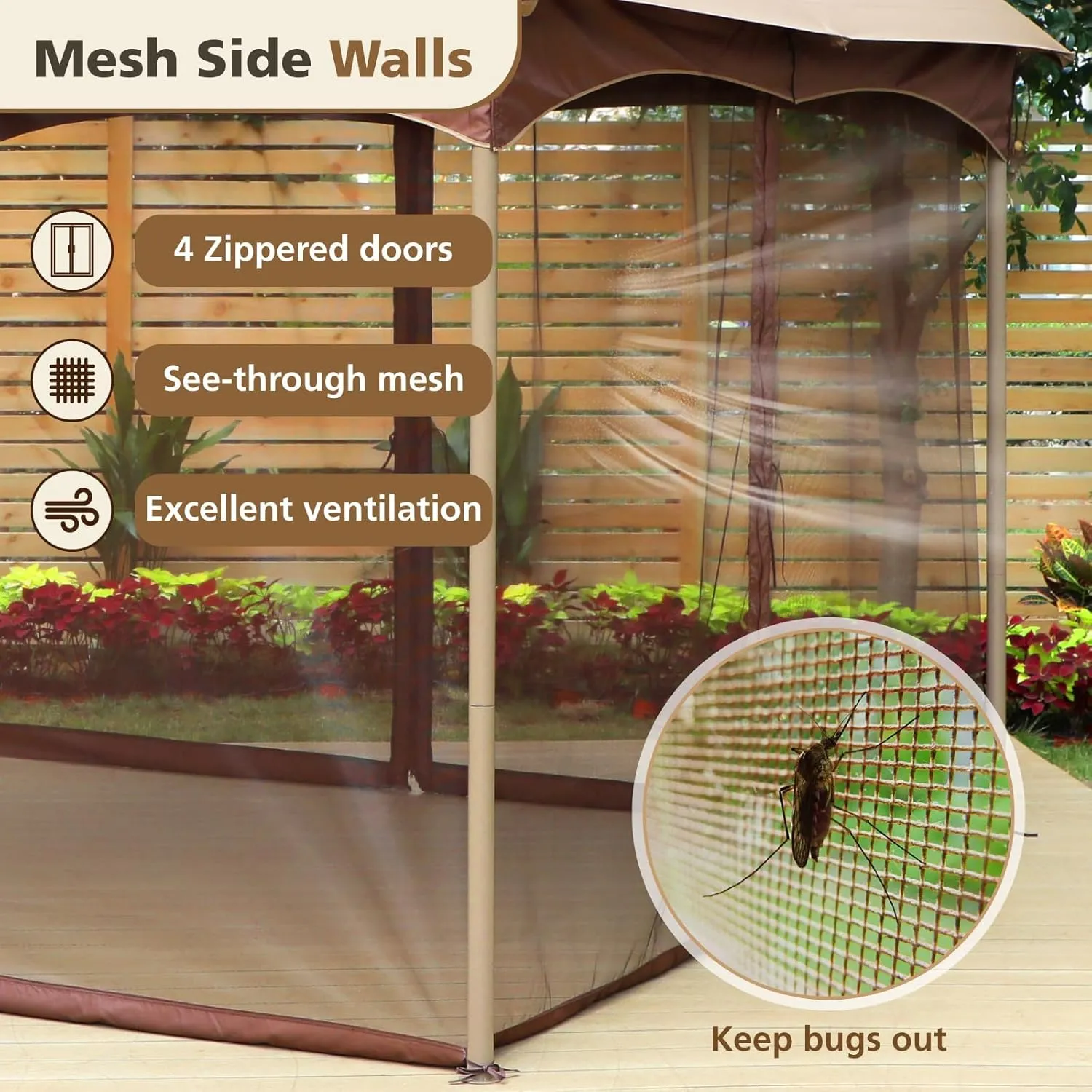10x10 Outdoor Gazebo, Double Vent Canopy Gazebo with Mosquito Netting, Easy Setup Outdoor Canopy Shelter with Steel Frame for Patio, Lawn, Garden, Backyard & Deck