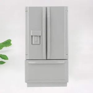1:12 Dollhouse Miniature Fridge, High Simulation Kitchen Prop Delicate Model Dollhouse Decor, Fridge Refrigerator Accessories, Exquisite Workmanship (Gray)