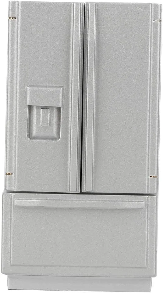 1:12 Dollhouse Miniature Fridge, High Simulation Kitchen Prop Delicate Model Dollhouse Decor, Fridge Refrigerator Accessories, Exquisite Workmanship (Gray)