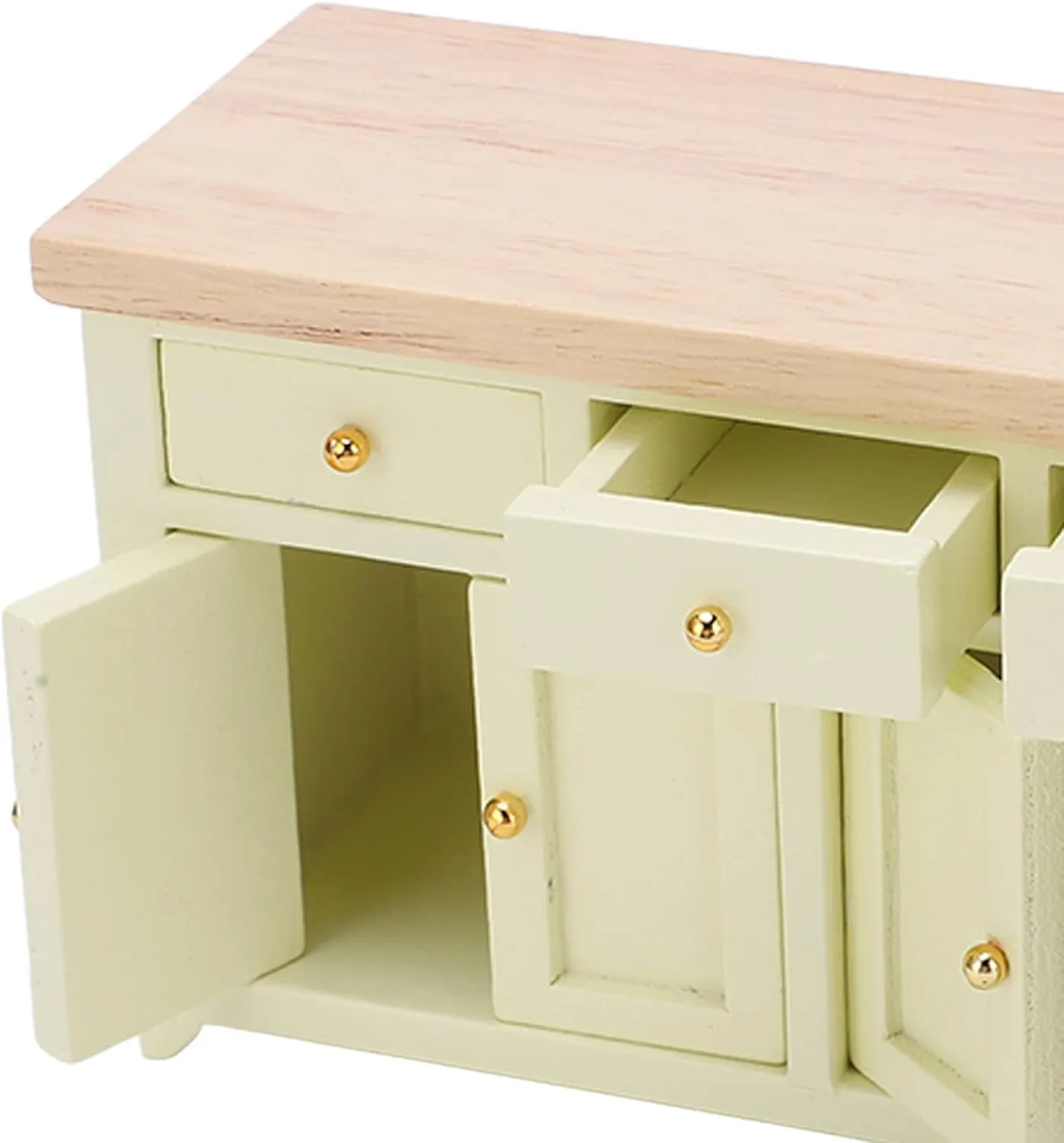 1:12 Scale Birch Dollhouse Storage Cabinet - Miniature Living Room Furniture for Dollhouses (Cream Color)