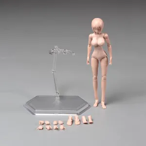 1/12 Scale Female Action Figure 6inch Suntan Skin Super Flexible Big Bust Girl Body with Head Sculpt&Stand Woman Soldier Action Figure Joint Doll Collection