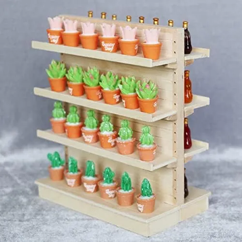 1:12 Scale Rack Dollhouse Accessories Book Shelf Miniature Furniture 4 Tier Bookcase Storage Shelf Shooting Props Desktop Decor (L)