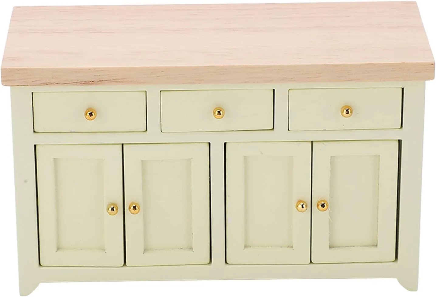 1:12 Scale Wooden Dollhouse Cabinet, Miniature Birch Storage Furniture for Living Room and Kitchen, Doll House Toys (Cream Color)