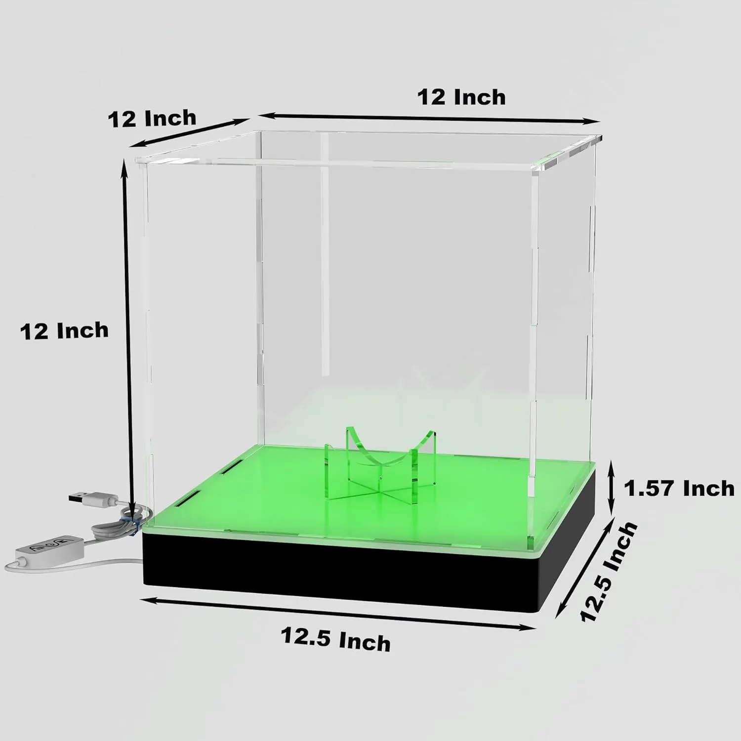 12'' Acrylic Display Case with RGB LED Lighted Base & Ball Holder, App & Controller, 16 Million Colors, Music Sync & Timer, Showcase Fullsize Basketball, Football, Mini Helmet, Collectibles