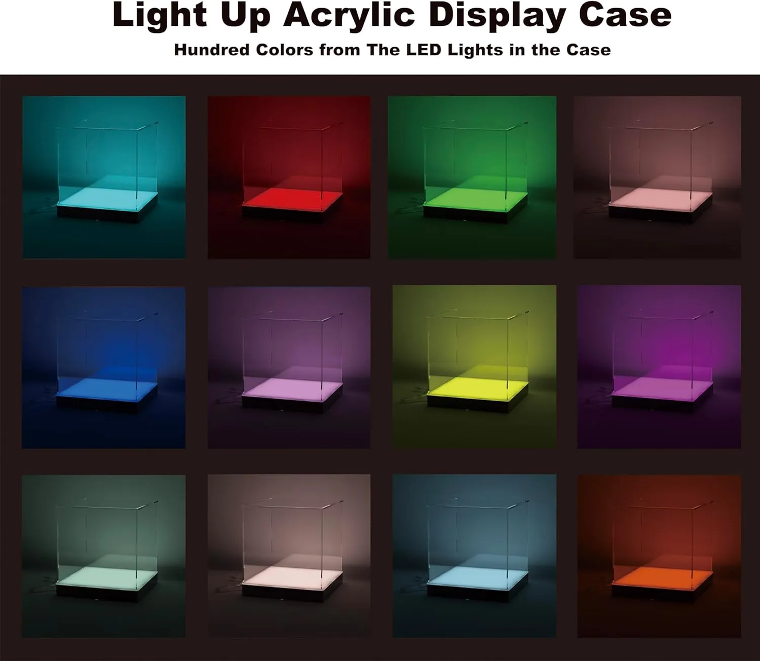 12'' Acrylic Display Case with RGB LED Lighted Base & Ball Holder, App & Controller, 16 Million Colors, Music Sync & Timer, Showcase Fullsize Basketball, Football, Mini Helmet, Collectibles