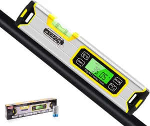 12-Inch Digital Torpedo Level and Protractor Aluminum Inclinometer Angle Finder with Backlight LED Display & V-Groove Magnetic Base, IP54 Dust/Water Resistant Smart Level