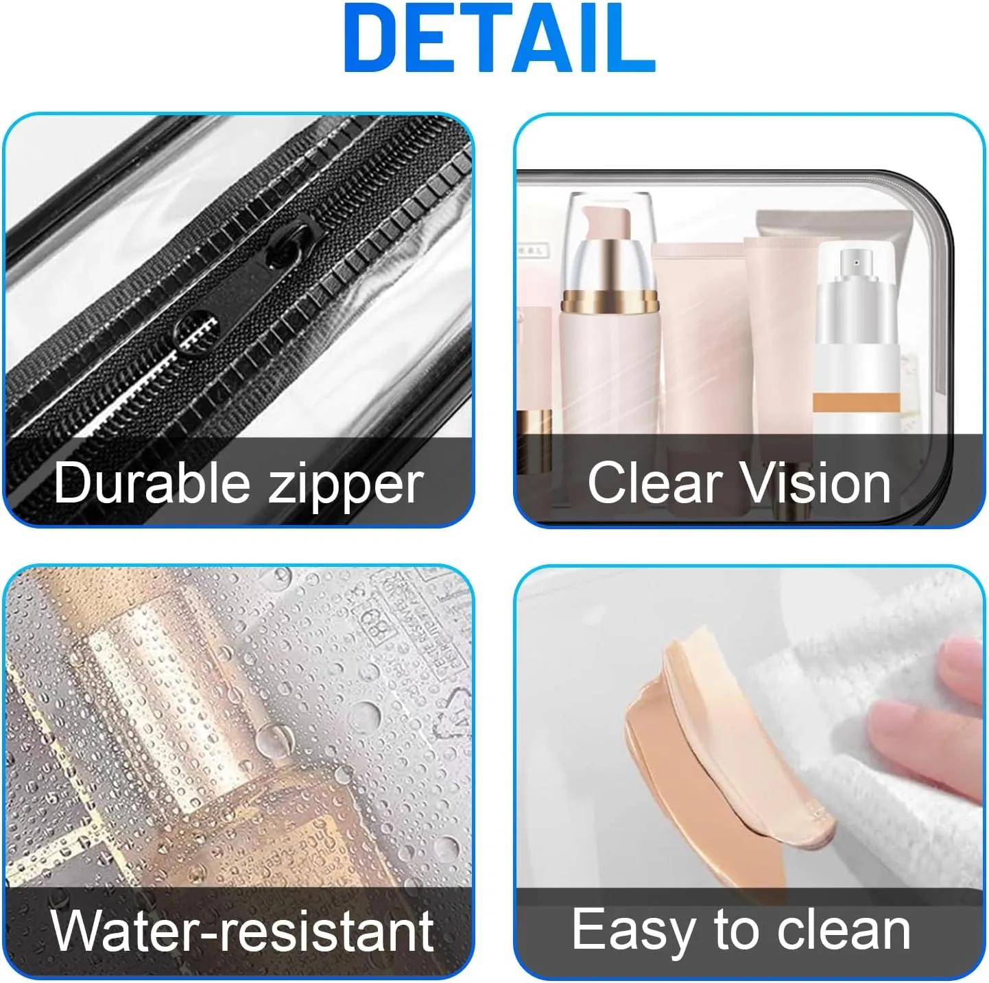 12 Pack Clear Makeup Bag, TSA Approved Toiletry Organizer,PVC Cosmetic Zipper Pouch Bulk for Travel, Diaper, Toy, Gift