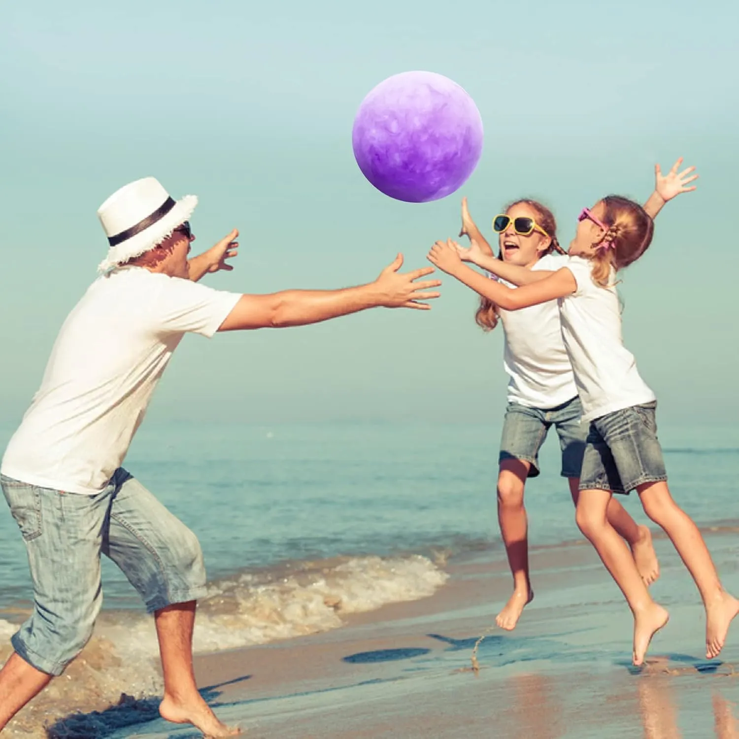 12 Pcs Marbleized Bouncy Balls Kick Balls Inflatable Sensory Balls for Beach School Playground Indoor/Outdoor Play Balls
