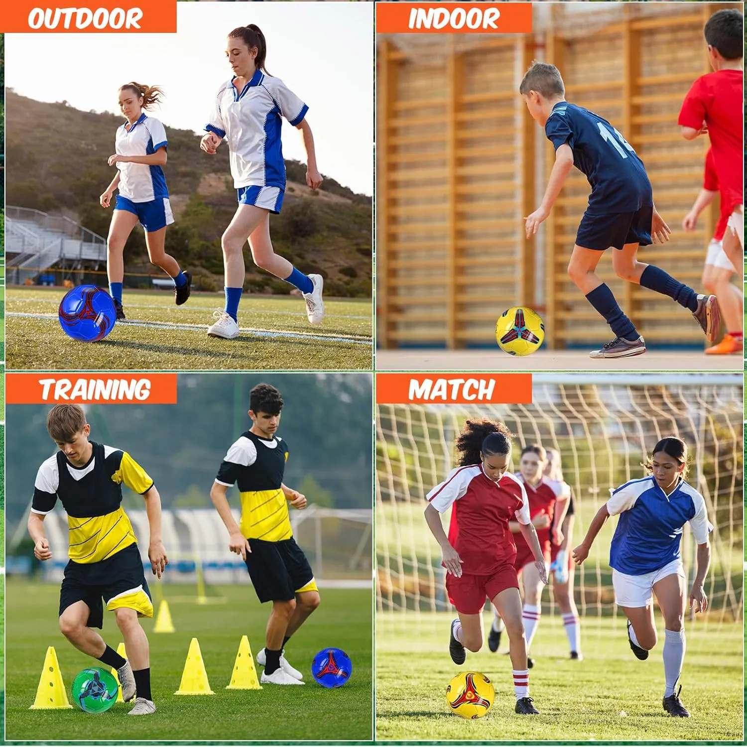 12 Pcs Soccer Balls Bulk Size 4 Soccer Balls with Pump Soft Football Outdoor Indoor for Sport Training Practice Game Gift for Youth Teen Adult
