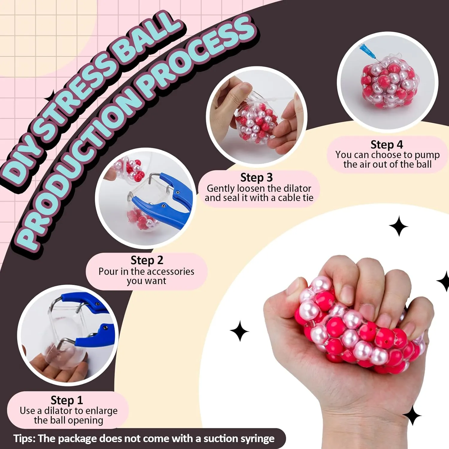 12 PCS Stress Ball Making Kit, DIY Stress Ball Making Kit Stress Ball Kit, Transparent DIY Squishy Stress Ball Sets --Classic Ease