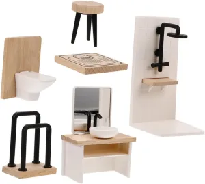 12 Scale Miniature Dollhouse Bathroom Furniture Set 6pcs Bathroom Accessories for Dollhouses