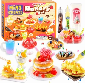 12 Making Miniature Food, Slime Mini Dessert Cup Making Craft Set, DIY Mini Food, NOT Edible, Birthday Idea for Kids Age 6 , Fun Party Gift(Mini food1)