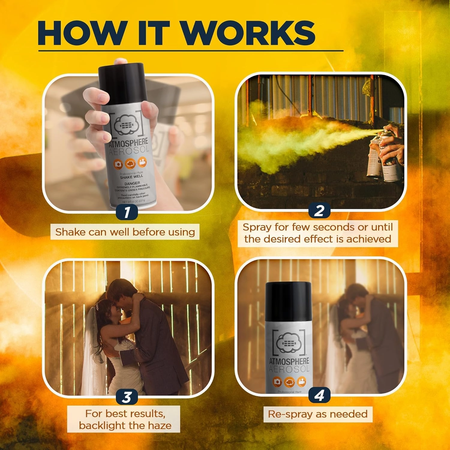12 Pack Atmosphere Aerosol Haze/Fog Spray for Photography - Safe & Portable Mini Fog Machine Alternative - Smoke and Light Ray Effects Maker for Indoor and Outdoor, No Battery - Made in The USA