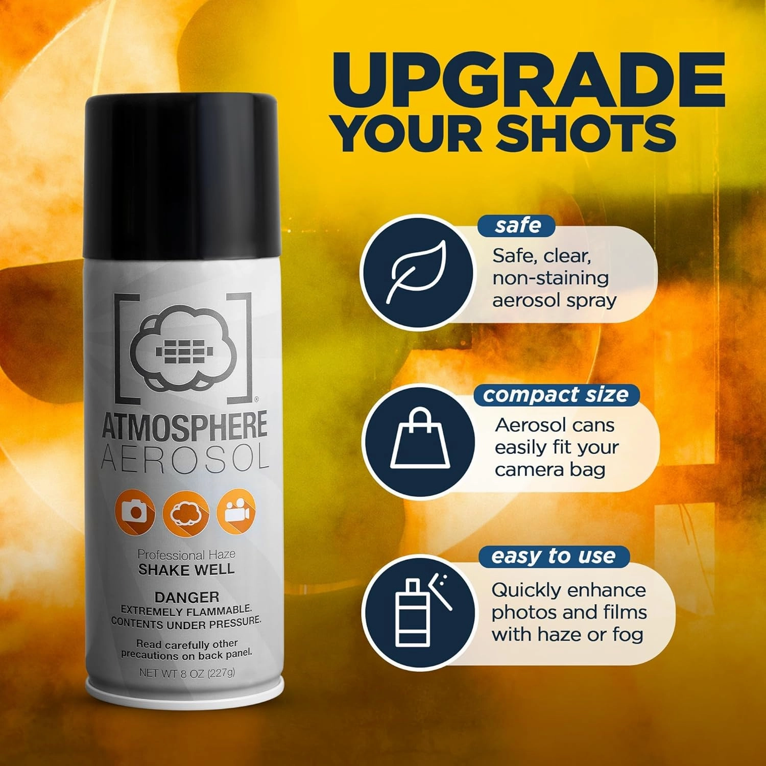 12 Pack Atmosphere Aerosol Haze/Fog Spray for Photography - Safe & Portable Mini Fog Machine Alternative - Smoke and Light Ray Effects Maker for Indoor and Outdoor, No Battery - Made in The USA