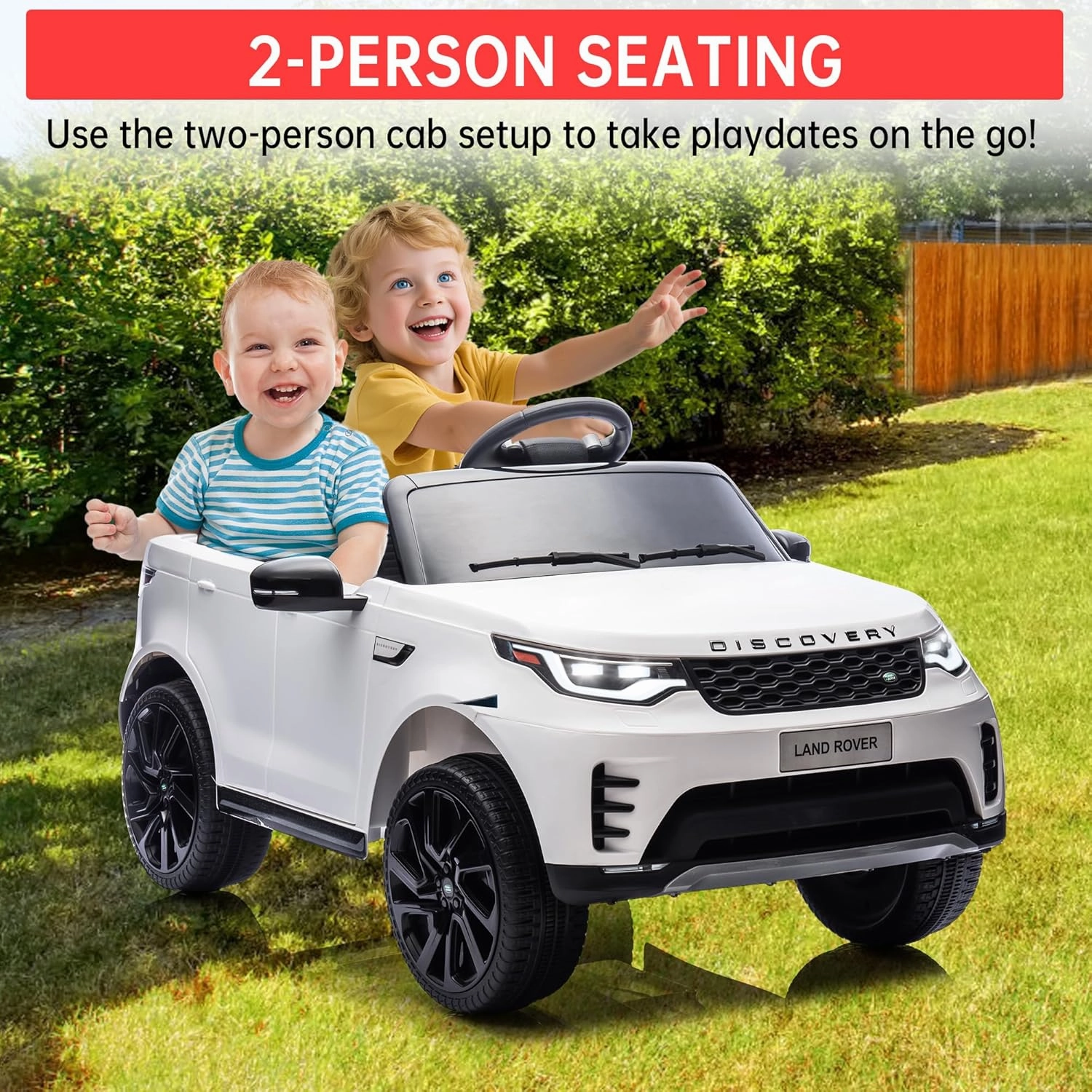 12V Kids Ride On Car,Licensed Land Rover Style, 4.5Ah Battery, 2 Motors, 3 Speed Modes, Safety Features,White