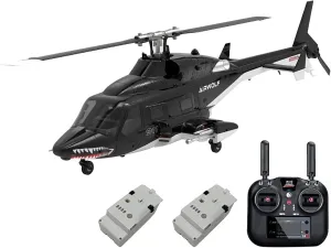 1/34 Scale AW-911 RC Helicopter, 2.4G 9CH Flybarless Airplanewith 6G/3D Stunt Mode and GPS Positioning for Adult (RTF Version),2 Battery