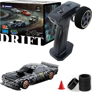1:43 Mini RC Drift Car 2.4GHz RTR Full Proportional Remote Control Cars 4WD High Speed Racing Lights Kit and Racing Tires (4301-1)
