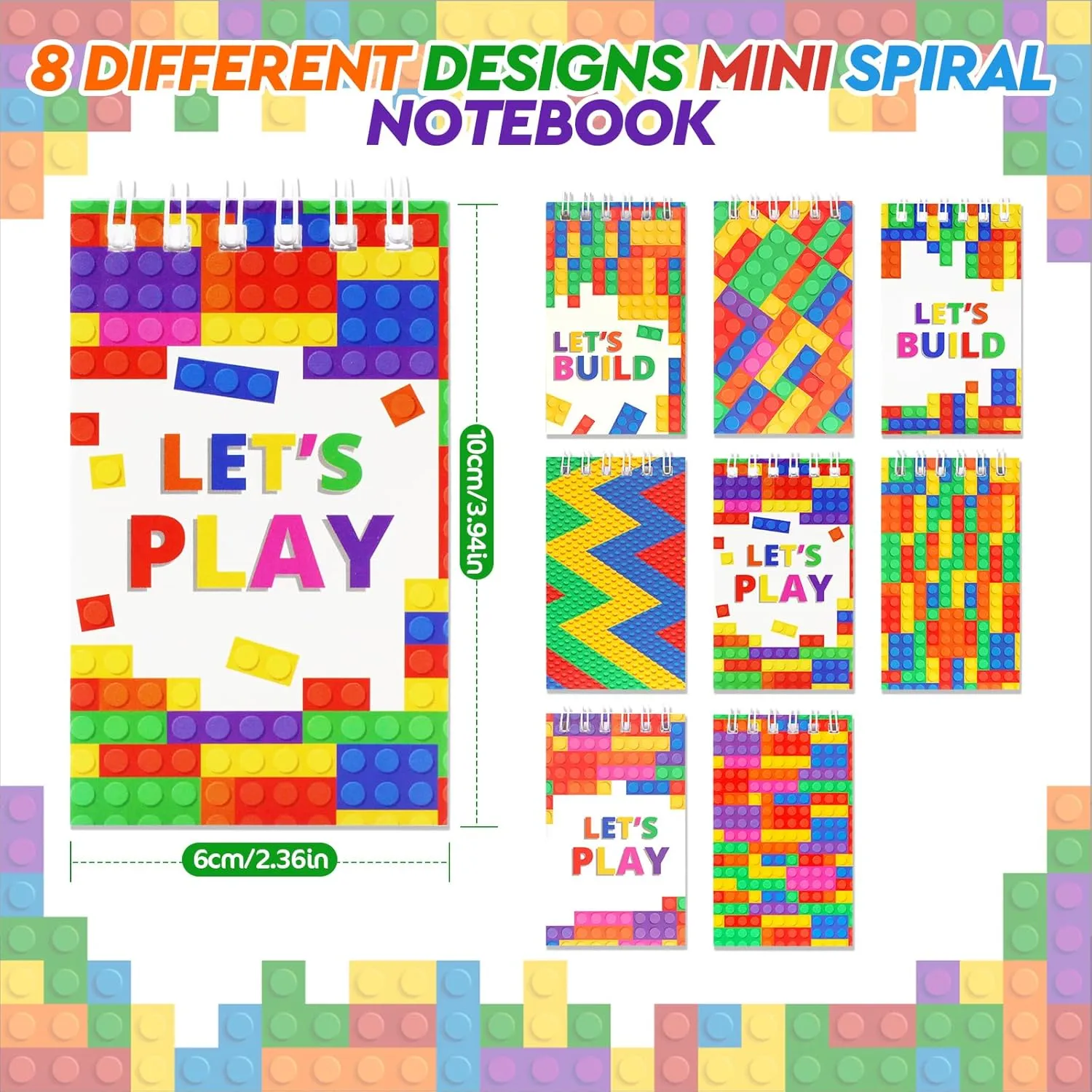 148Pcs Building Block Party Favors Set - 24 Block-Themed Notebooks, 24 Decorative Pens, 100 Stickers for Kids Building-Themed Birthday Party Classroom Prizes Supplies
