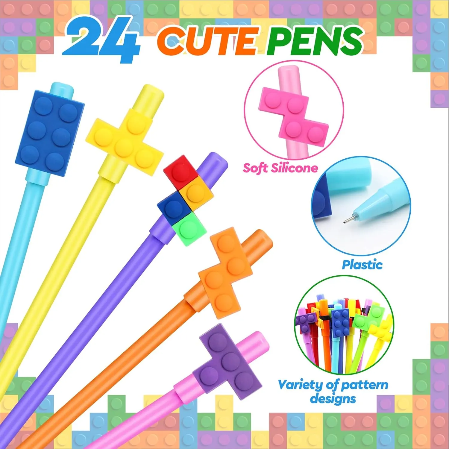 148Pcs Building Block Party Favors Set - 24 Block-Themed Notebooks, 24 Decorative Pens, 100 Stickers for Kids Building-Themed Birthday Party Classroom Prizes Supplies