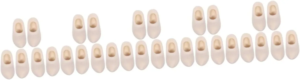 15pairs Miniature Wooden Shoes for Dollhouse Decor Unfinished Klompen Accessories Smooth for Crafting Miniature Collections