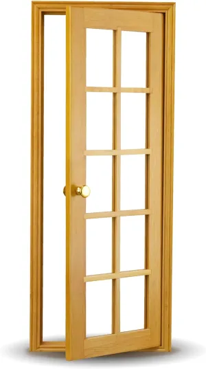 1/6 Scale Dollhouse French Single Door with Glass– French Panoramic Design with Handles – Classic Design – Easy Installation– Multiple Colors Available (Clear Varnished)