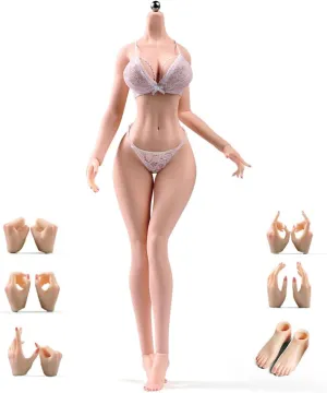 1/6 Scale Female Body 12inch Super Flexible Normal Skin Plump Makeup Body with Detachable Feet Stainless Steel Skeleton Miniature Soldier Action Figure Model Doll