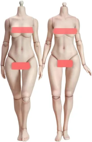 1/6 Scale Female Body,12inch Female Joint Flexible Pale Suntan Skin Peach Buttocks Version Action Figure Body Collection (EC3025-Mid Bust Suntan Skin)