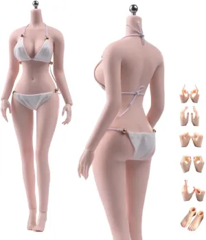 1/6 Scale Female Body,12inch Super Flexible Plump Body Type Female Figure with Detachable Feet Hand Shapes Seamless Miniature Action Figure Collectible (240101P Pale Skin)