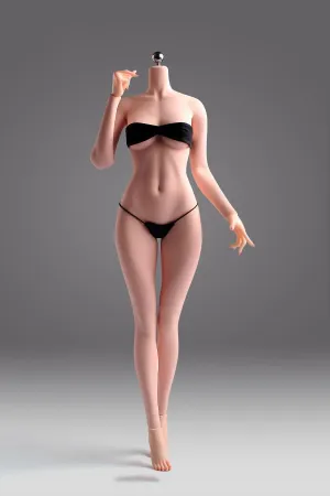 1/6 Scale Female Body,12inch Super Flexible Seamless Body Large Bust Pale Skin Figure with Detachable Feet Natural Body Shape Miniature Action Figure Doll