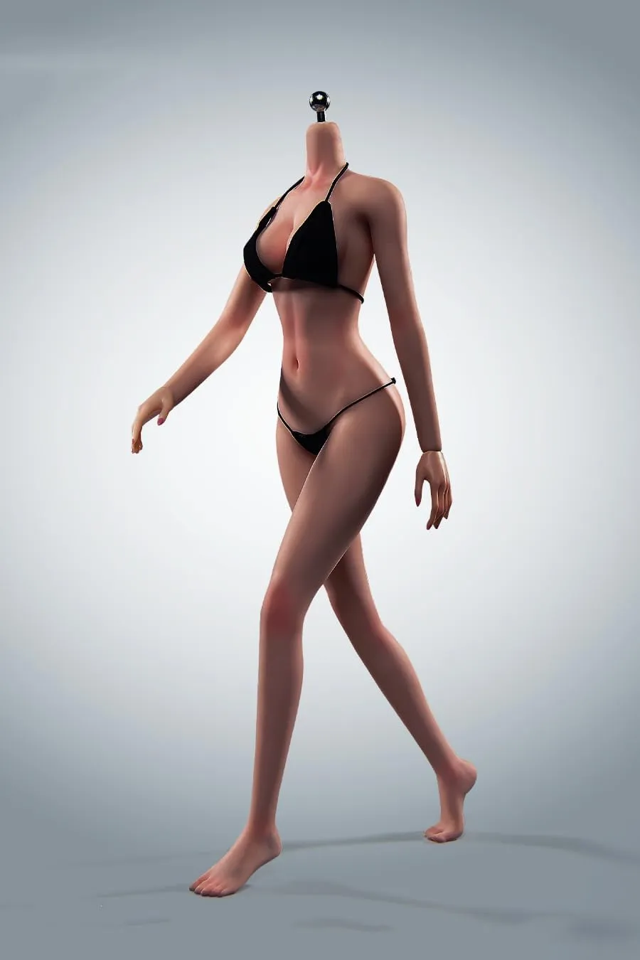 1/6 Scale Female Body,12inch Super Flexible Seamless Female Figure Body Makeup Version with Undetachable Feet Tall and Slender Miniature Action Figure (Copper Suntan Skin)