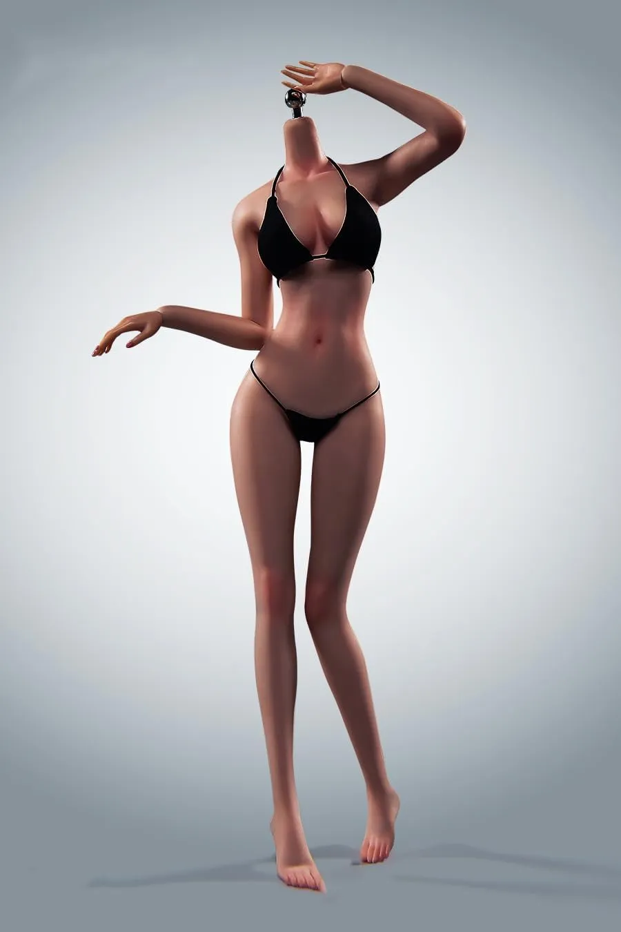 1/6 Scale Female Body,12inch Super Flexible Seamless Female Figure Body Makeup Version with Undetachable Feet Tall and Slender Miniature Action Figure (Copper Suntan Skin)