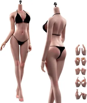 1/6 Scale Female Body,12inch Super Flexible Seamless Female Figure Body Makeup Version with Undetachable Feet Tall and Slender Miniature Action Figure (Suntan Skin)