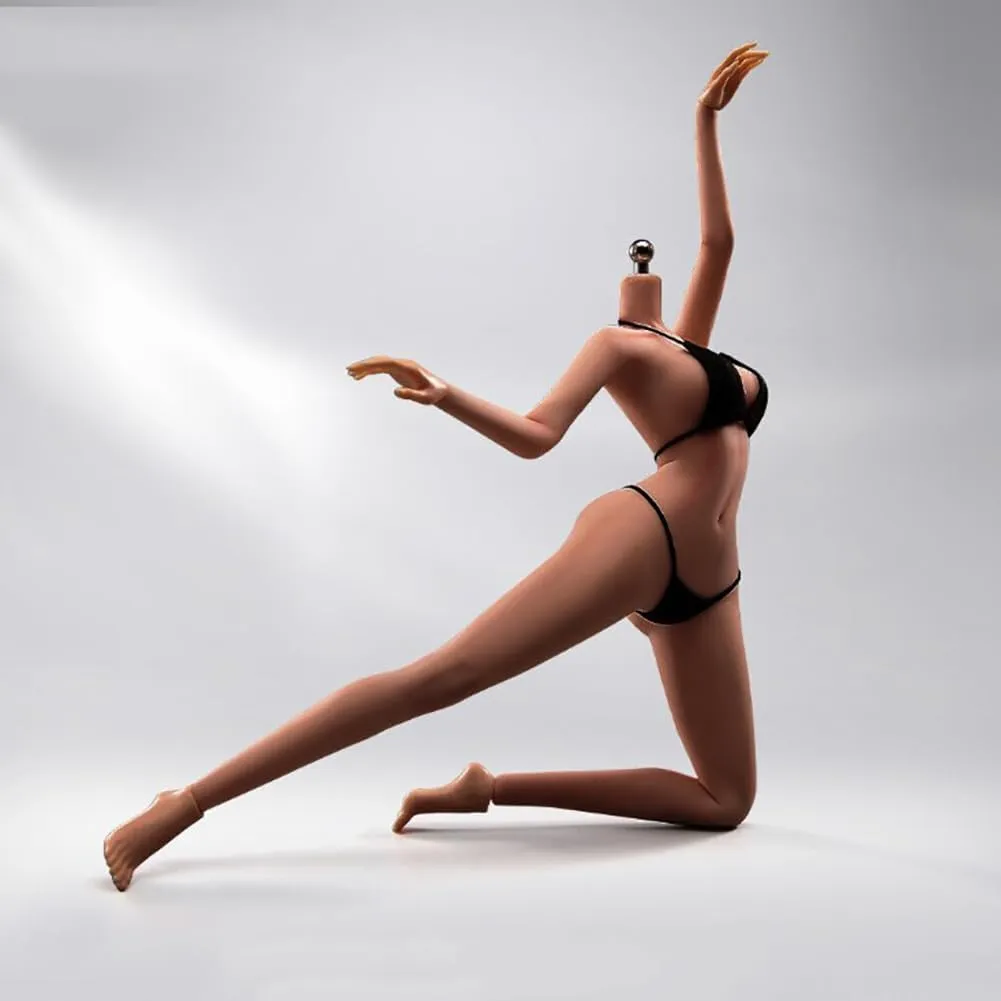 1/6 Scale Super Flexible Female Body 12" Copper Suntan Skin Large Bust Seamless Miniature Action Figure Body Doll Collection Without Head Sculpt