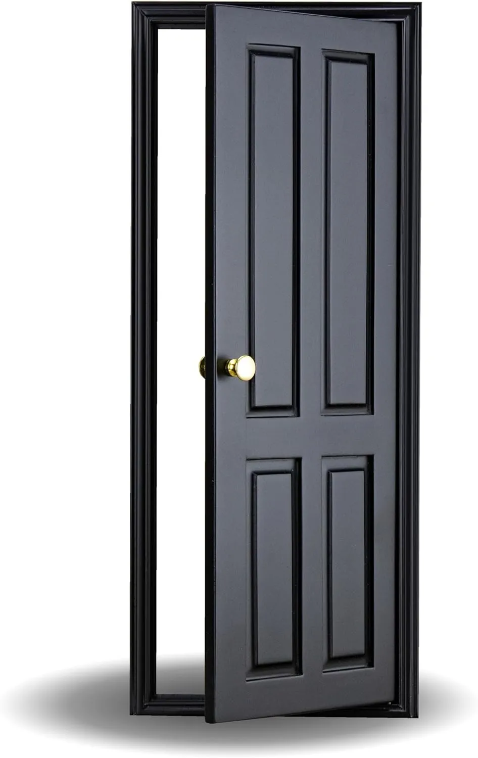 1/6 Scale Wooden Dollhouse 4 Panel Door – 4-Panel Design with Handles – Classic Design – Easy Installation– Multiple Colors Available (Black)