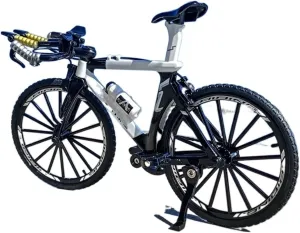 1:8 Alloy Track Bike Die-cast Molded Metal Racing Double Handlebar Mountain Bike Pocket Portable Analog Collectible Gift Motorcycle Model(White)
