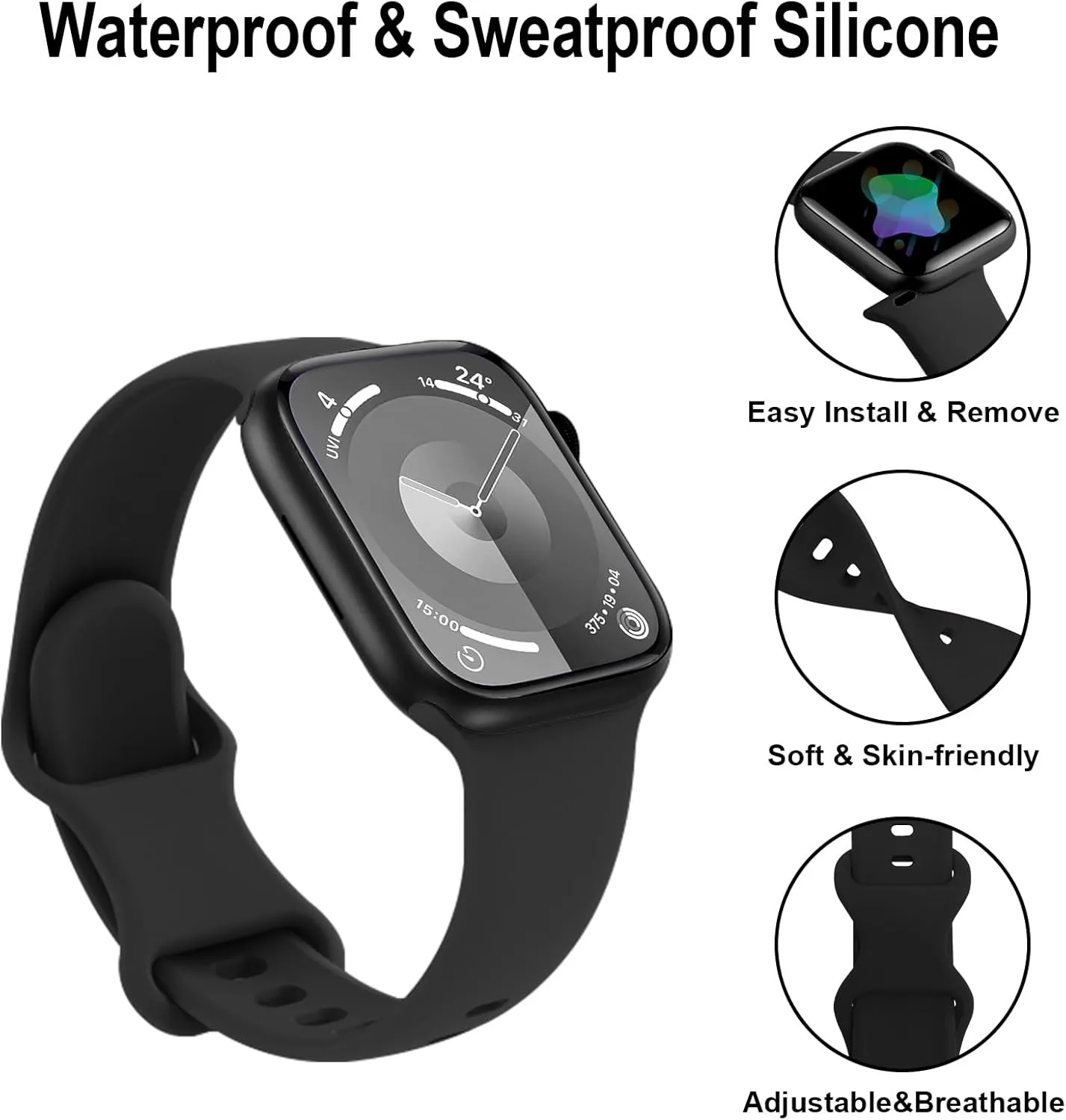 18 Pack Sport Band Compatible with Apple Watch Bands 40mm 41mm 38mm 46mm 45mm 44mm 42mm 49mm for Women Men, Soft Silicone iWatch band with Watch Band Storage Case for iWatch Ultra Series10 9 8 7 6 5 4 3 2 SE