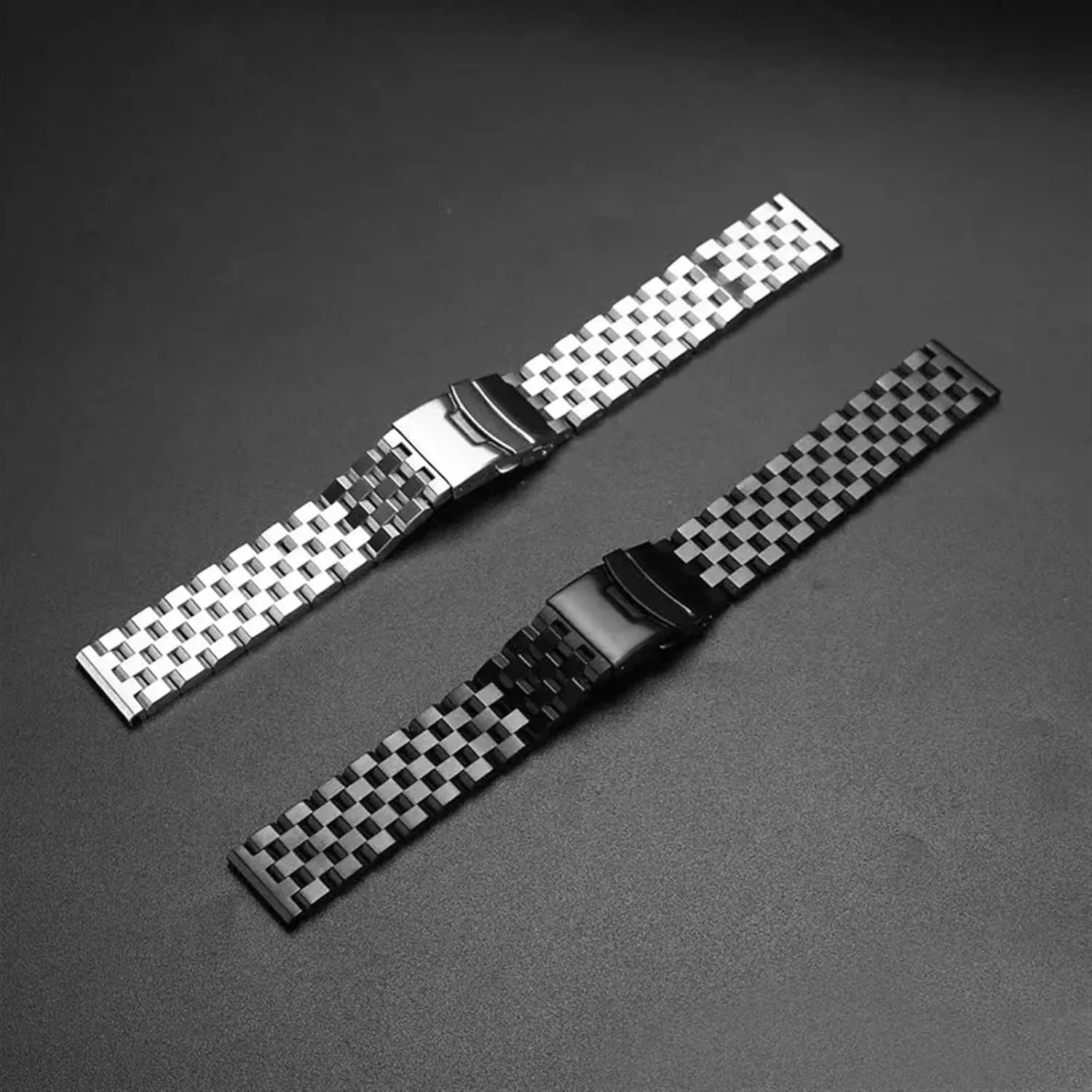 18mm 20mm 22mm 24mm 26mm Solid Stainless Steel Strap For Men Extended Fold Clasp Band Metal Brushed Bracelet
