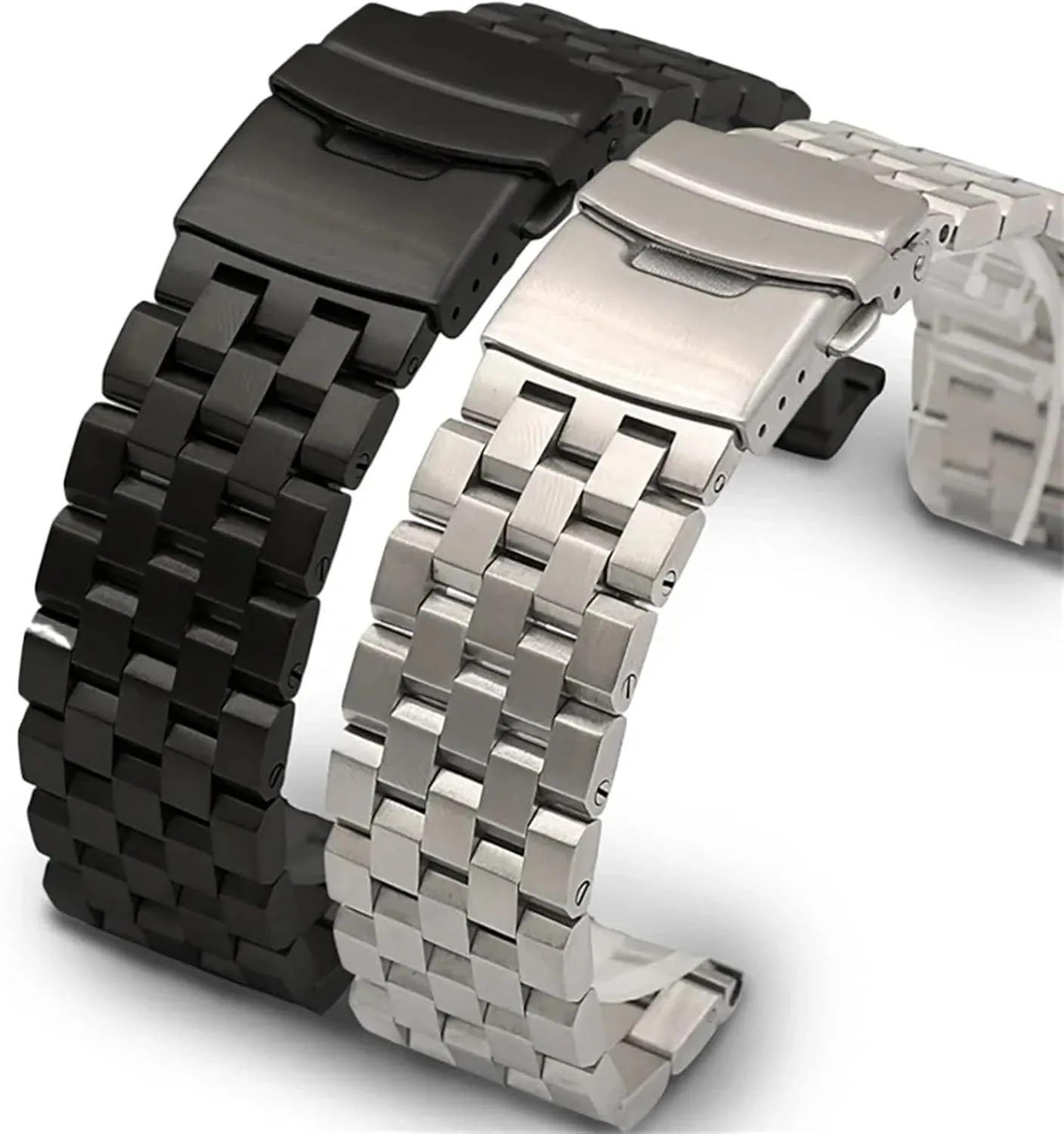 18mm 20mm 22mm 24mm 26mm Solid Stainless Steel Strap For Men Extended Fold Clasp Band Metal Brushed Bracelet